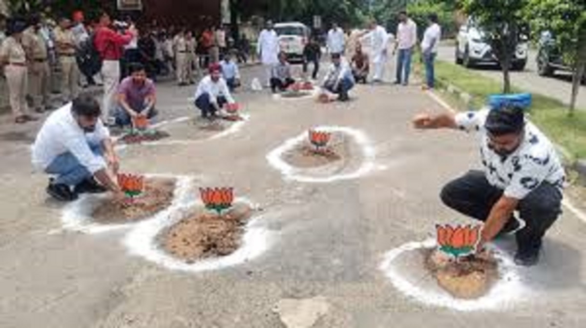 chandigarh road repair politics heats up over poor roads