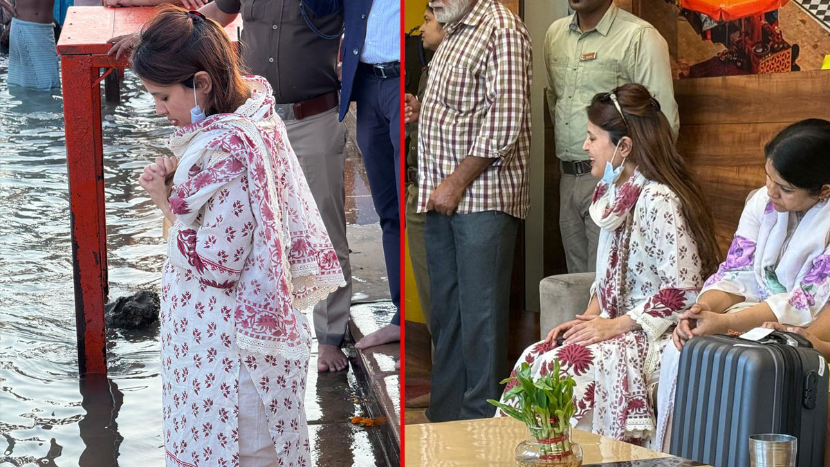 ms dhoni family reached haridwar and offered prayers at har ki pauri on the occasion of chhath