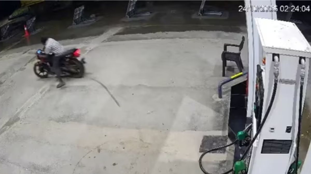 viral video claims to show drunk biker at petrol pump moments before kurnool bus fire