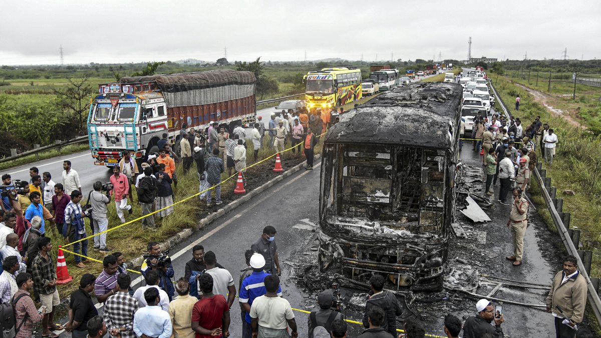 andhra pradesh bus fire 20 dead smartphone batteries suspected cause