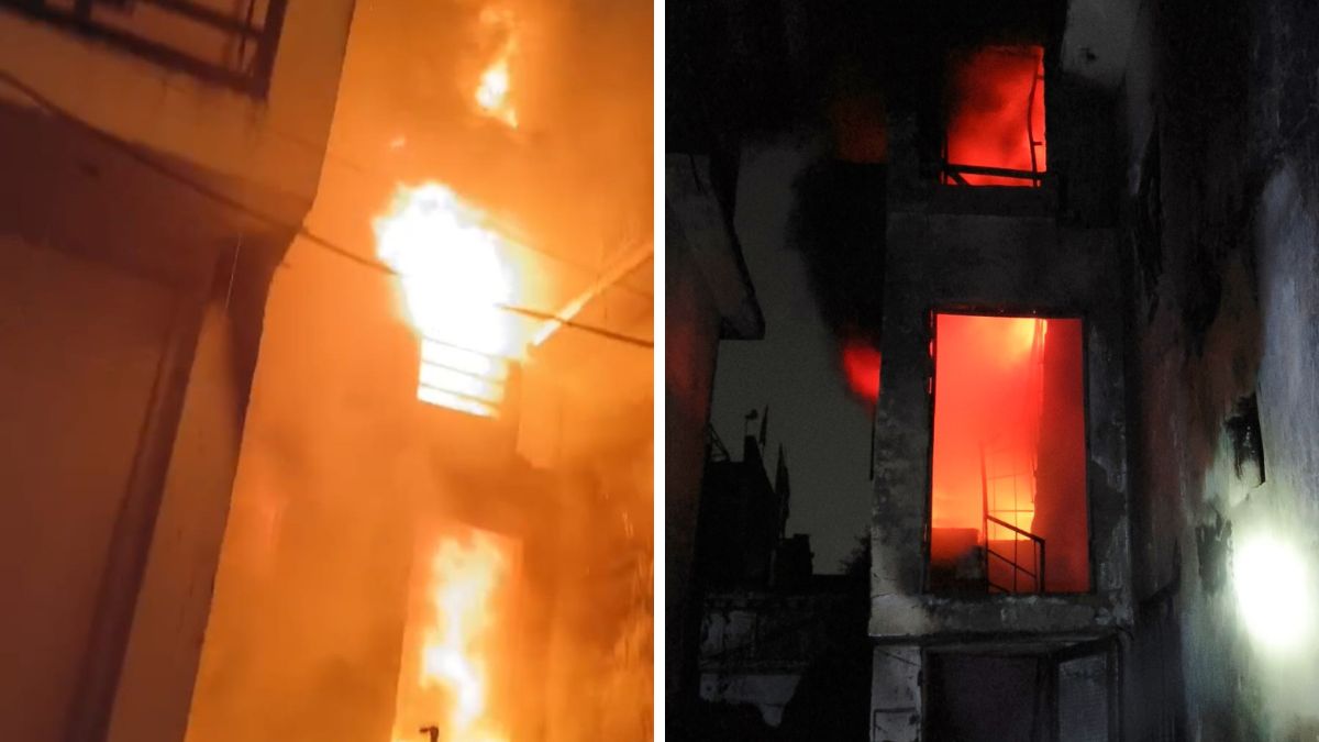 lucknow fire illegal warehouse blaze injures one rescues 15 girls