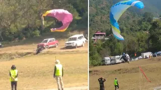 शिमला में फ्लाइंग फेस्टिवल के दौरान दुर्घटनाग्रस्त पैराग्लाइडर पायलट।