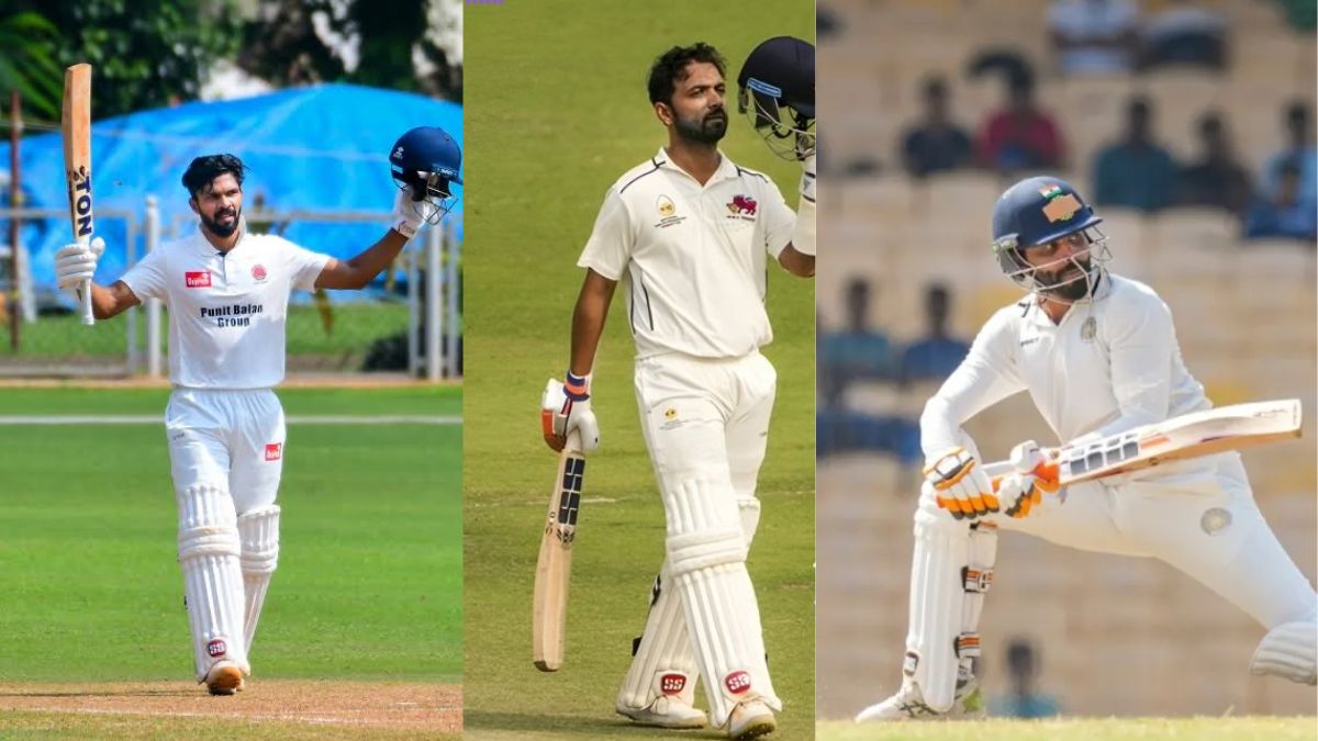 ranji trophy round 2 rahane gaikwad score hundreds arjun sharma mohit jangra pick hat tricks