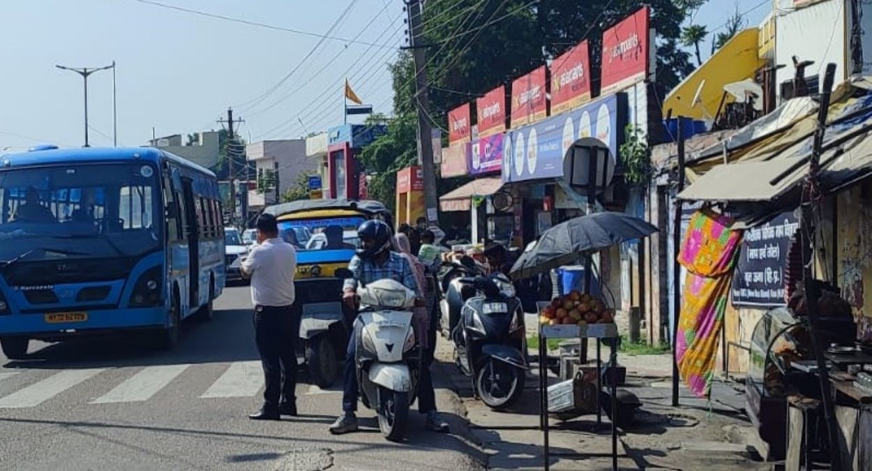 una footpath encroachment pedestrians forced on roads