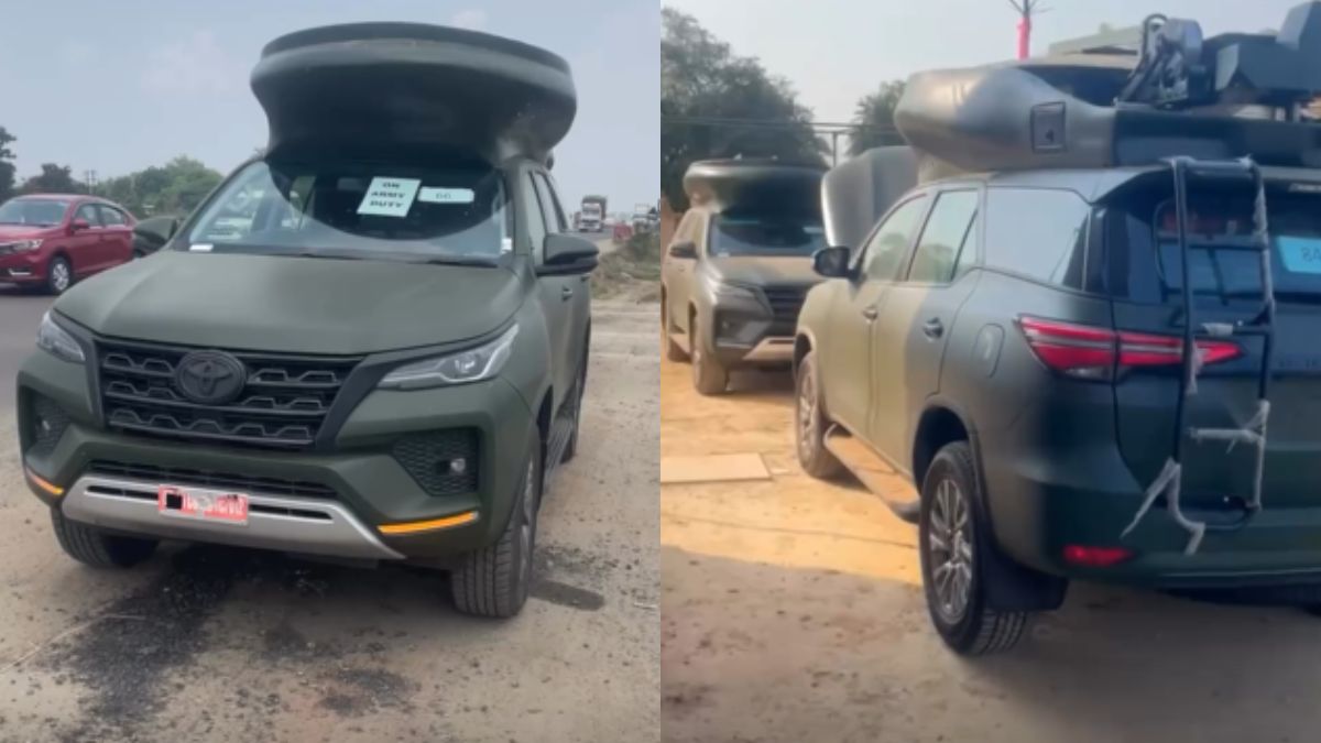 toyota fortuner modified for indian army with green paint and hightech communication features