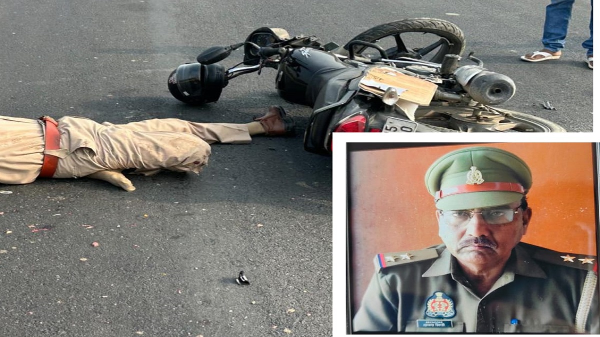 pratapgarh road accident uncontrolled dumper kills policeman on bike