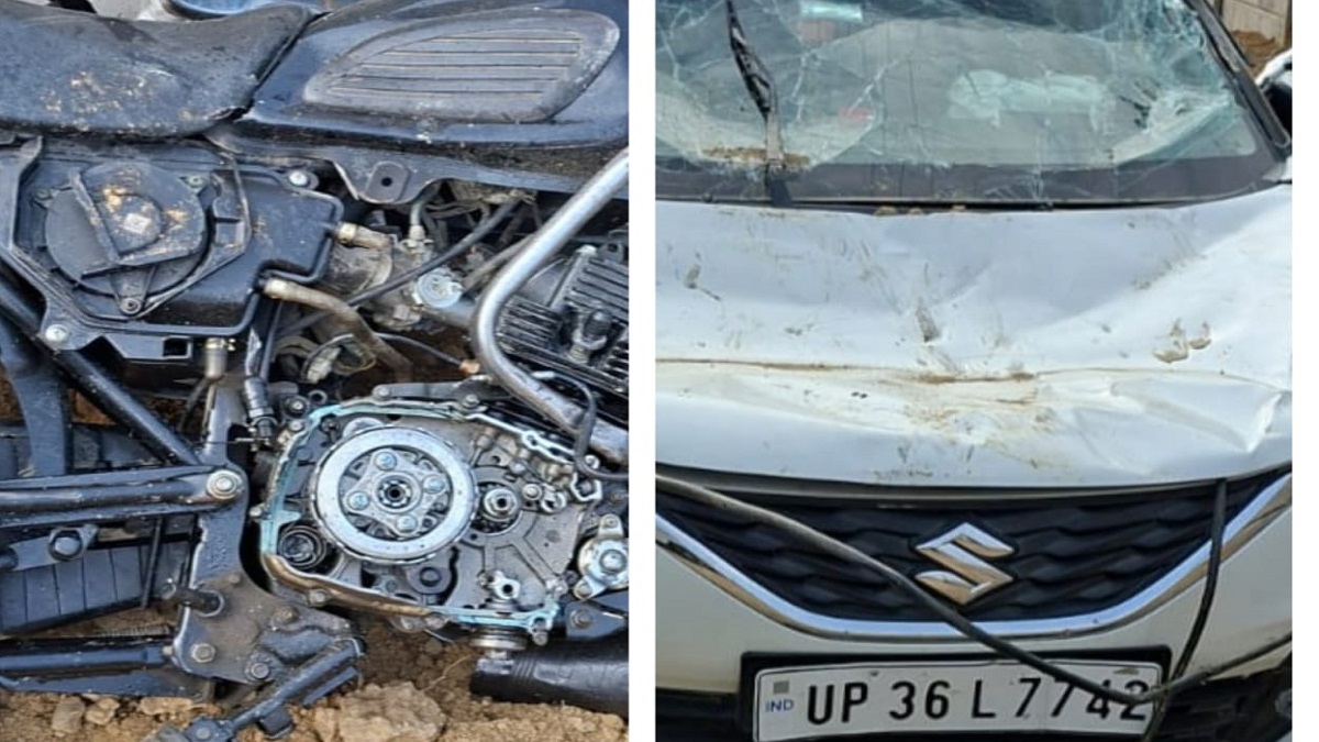 prayagraj lucknow highway accident two brothers died in car bike collision at pratapgarh