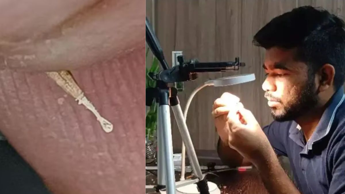 indian man carves world smallest spoon will need a microscope to see