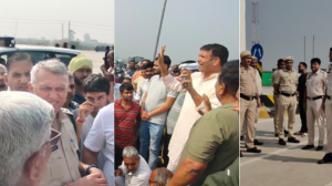 sonipat villagers protest forced toll collection employee brandishes weapon
