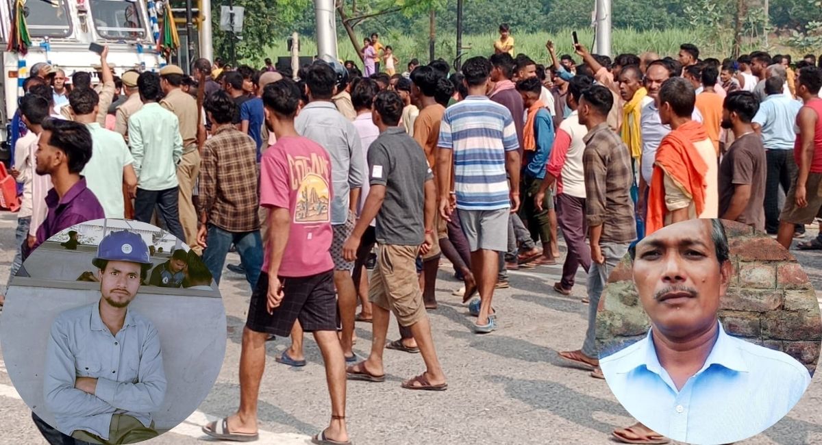 kushinagar road accident two killed as bus hits bike