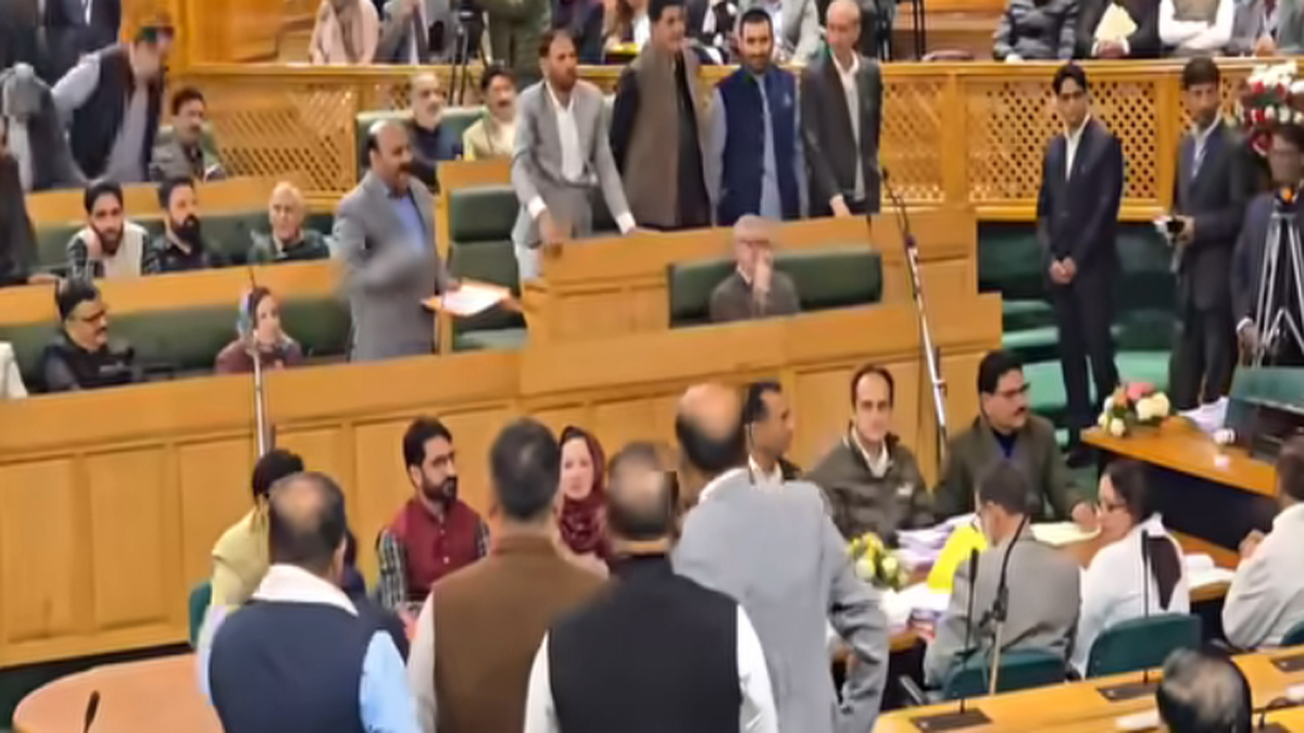 jammu kashmir assembly uproar nc mlas chant vote chor