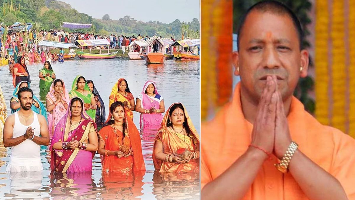 chhath puja 2025 women offering prayers to the setting sun cm yogi to attend on laxman ghat in lucknow