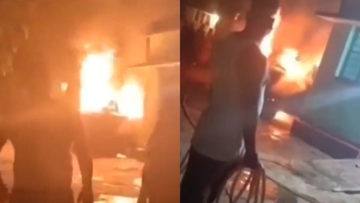car fire in jamshedpur viral video shows vehicle ablaze