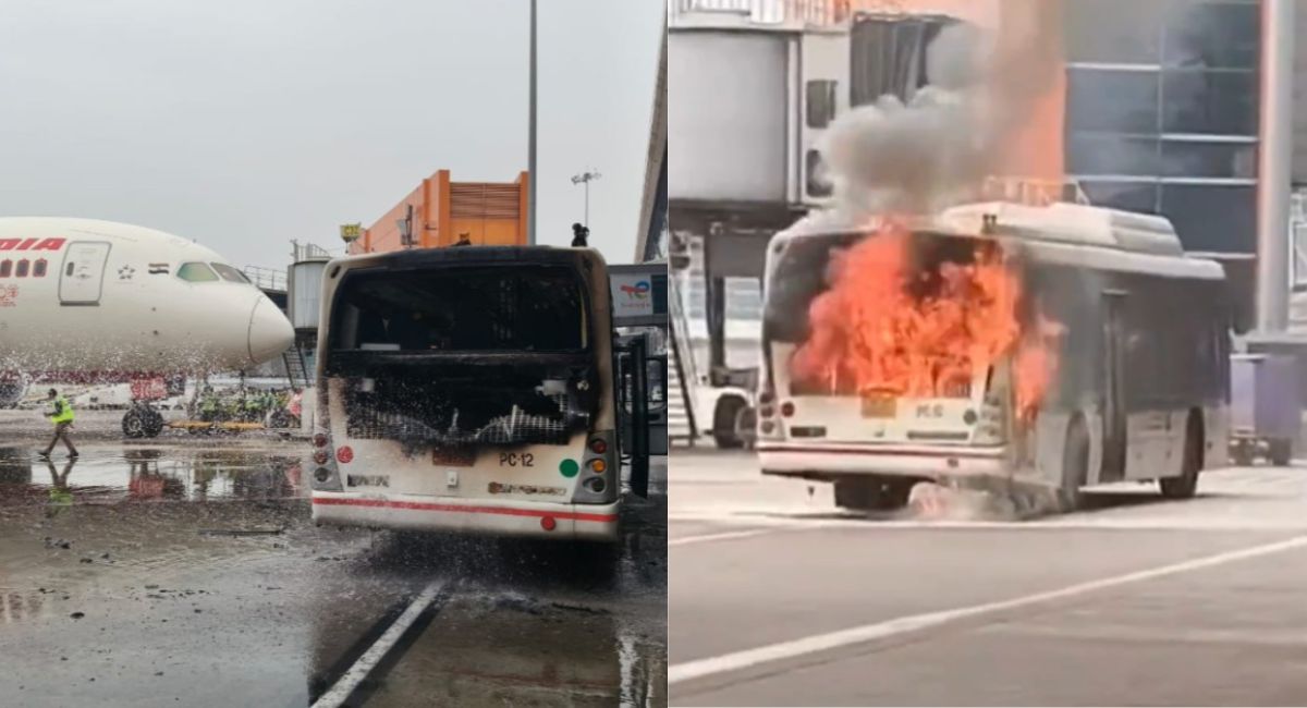 fire at igi airport bus catches fire near aircraft at delhi airport