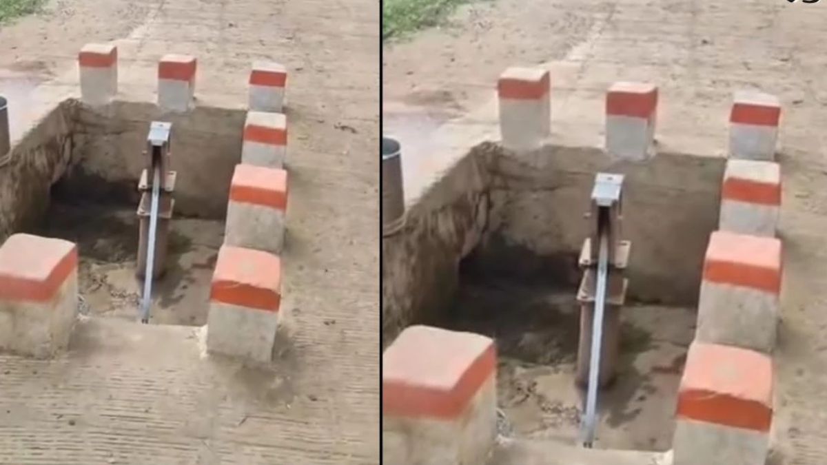 viral video of madhya pradesh handpump in middle of road stairs built for access