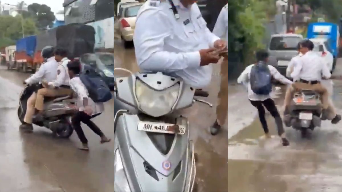 youth catches traffic police riding without helmet with damaged number plate watch the video