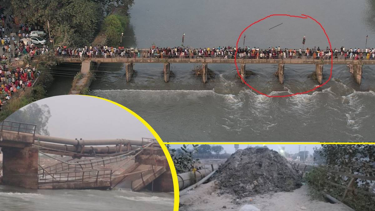 major mishap averted as yamuna bridge collapses after chhath puja in yamunanagar