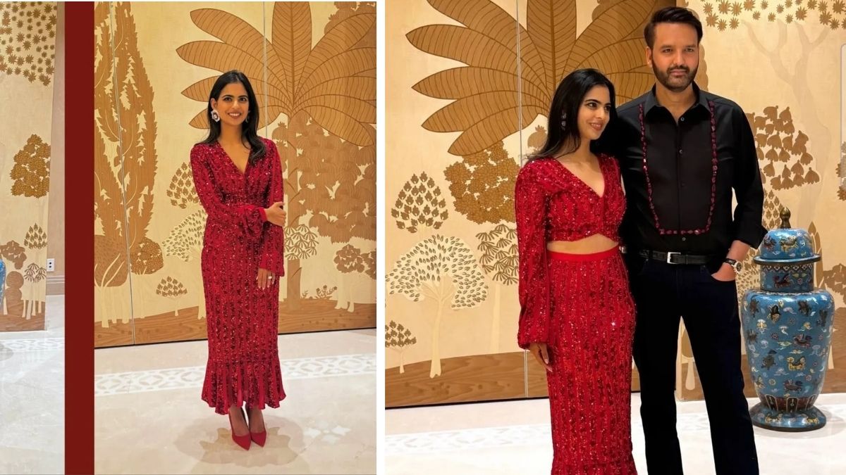 isha ambani 34th birthday sparkles with fashion steals the spotlight in a 1 lakh 34 thousand red dress