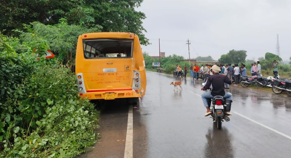 basti road accident school van hit by bus eight students injured