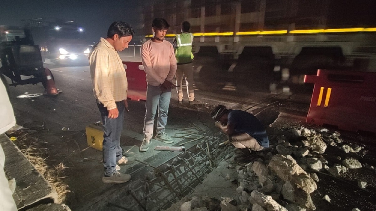 bridge joint crack halts traffic repair underway