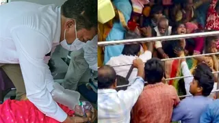 वेंकटेश्वर मंदिर में मची भगदड़।