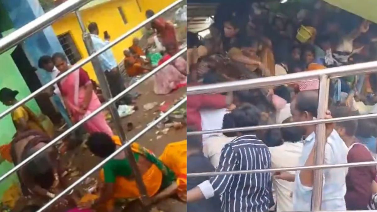 andhra pradesh venkateswara swamy temple stampede video puja baskets in hand screams for help