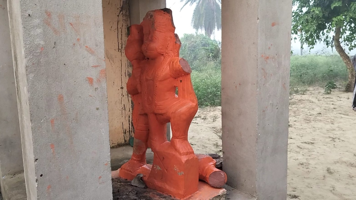 hapur temple desecration idol vandalized found in forest