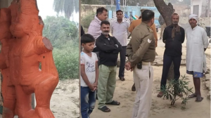 hanuman statue vandalized in hapur villagers demand security