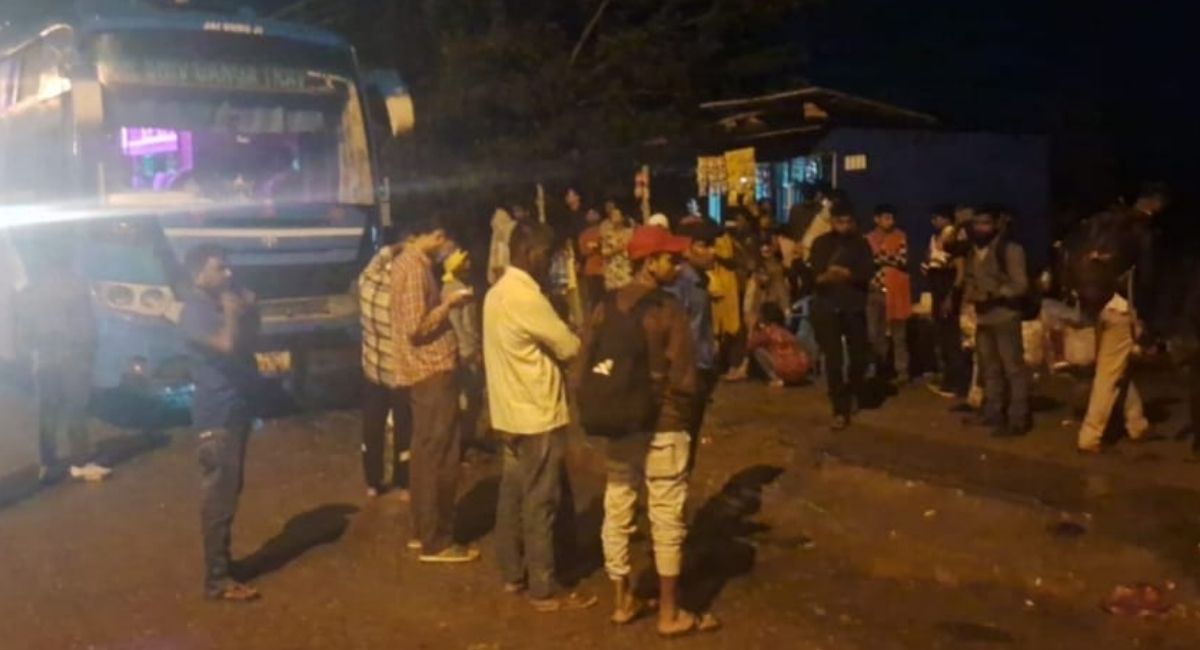 luxury bus engine smoke scare in kushinagar passengers panic