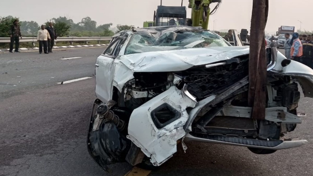 uncontrolled car overturns on purvanchal expressway six people including a couple injured