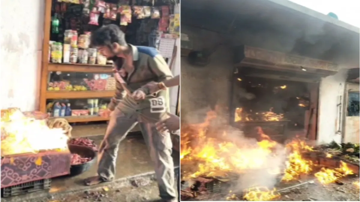 MP के सतना में बदमाशों ने पेट्रोल छिड़ककर दुकान में लगाई आग, दुकानदार गंभीर रूप से झुलसा