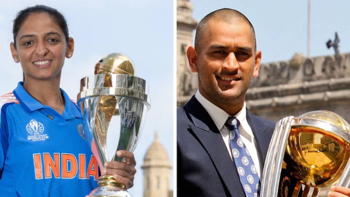harmanpreet kaur poses with world cup at gateway of india like ms dhoni