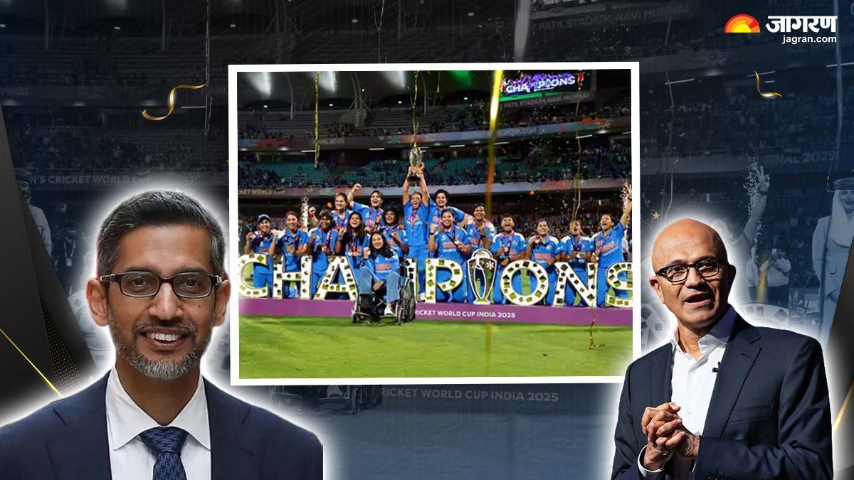 icc women cricket world cup 2025 india wins history made sundar pichai and satya nadella reaction