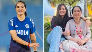 भारतीय महिला क्रिकेट टीम की सदस्य रेणुका सिंह ठाकुर। महिला क्रिकेटर मां सुनीता ठाकुर के साथ। सौ. इंस्टाग्राम