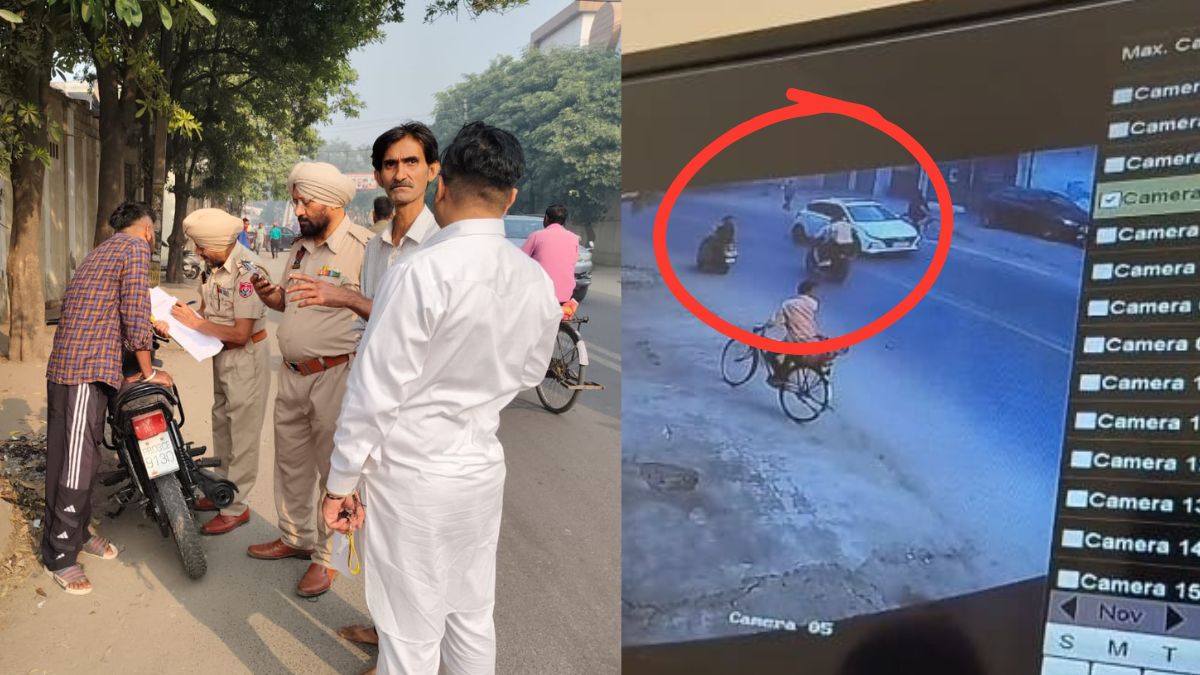 a businessman was chain snatched in broad daylight in jalandhar by bike borne criminals the incident was captured on cctv