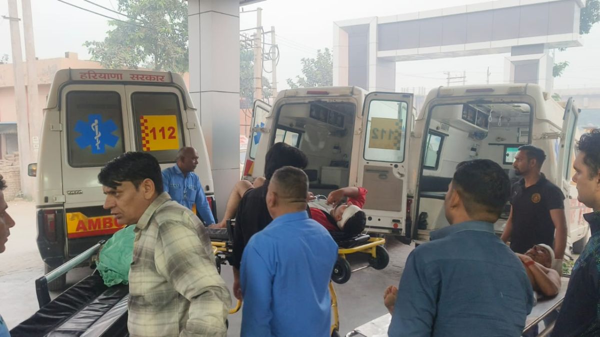 horrific road accident in kurukshetra cruiser car collides with truck parked on the road three killed and several injured