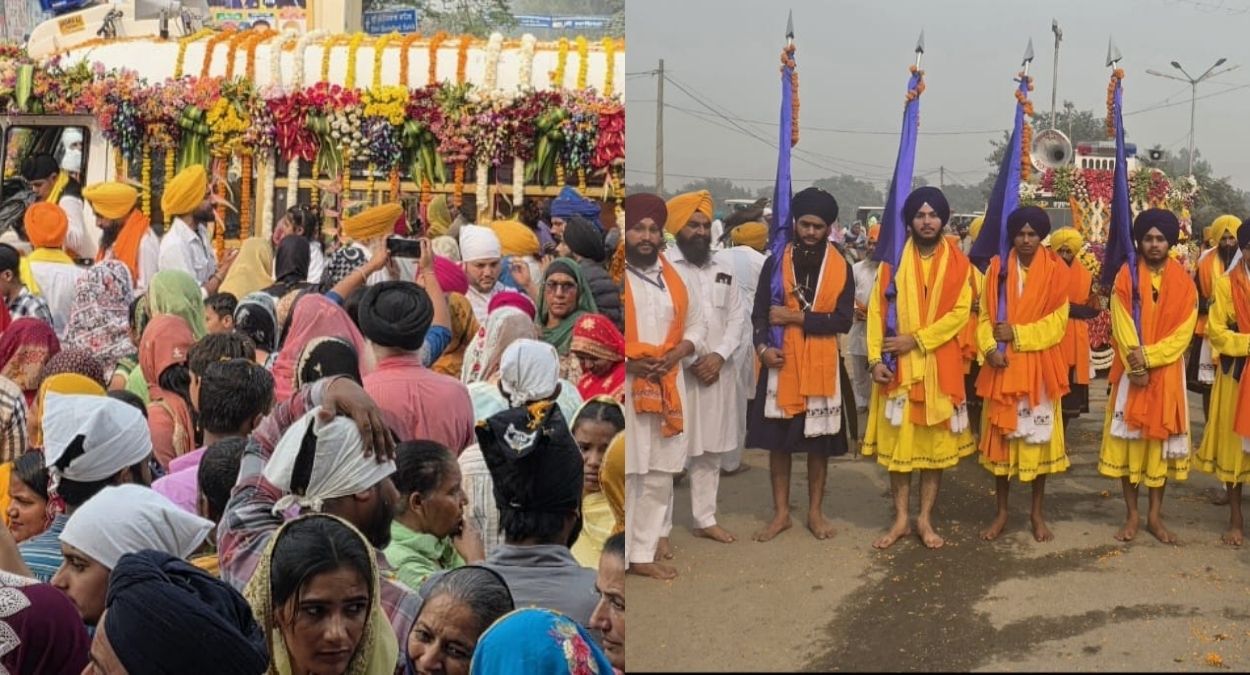 grand nagar kirtan procession decorated from gurudwara santghat