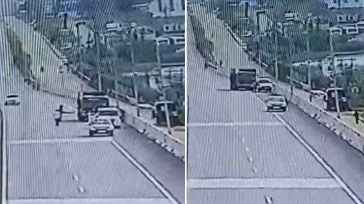 bengaluru truck rammed sudheendra car reality show dancer died on spot cctv video