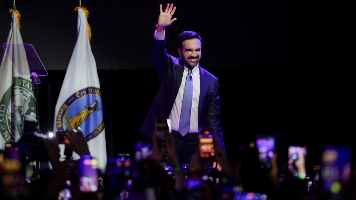 zohran mamdani full bollywood victory event dhoom machale nyc mayoral election