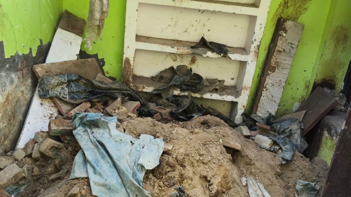 mud roof collapsed due to monkeys jumping around killing young girl buried under the debris