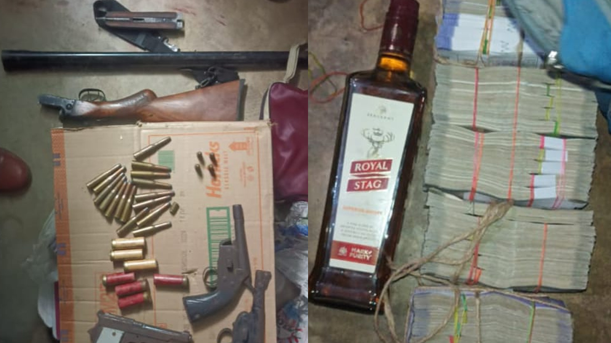 bihar cash and arms seized in bihta two arrested