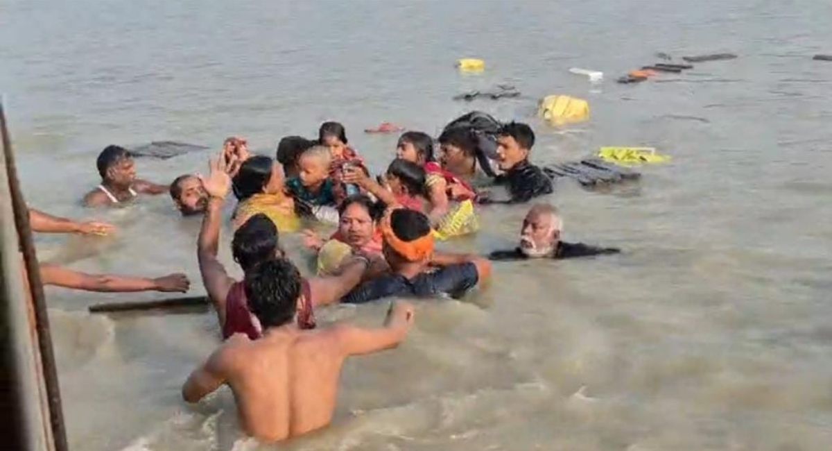 deoria boat accident devotees rescued after boat capsizes in saryu river