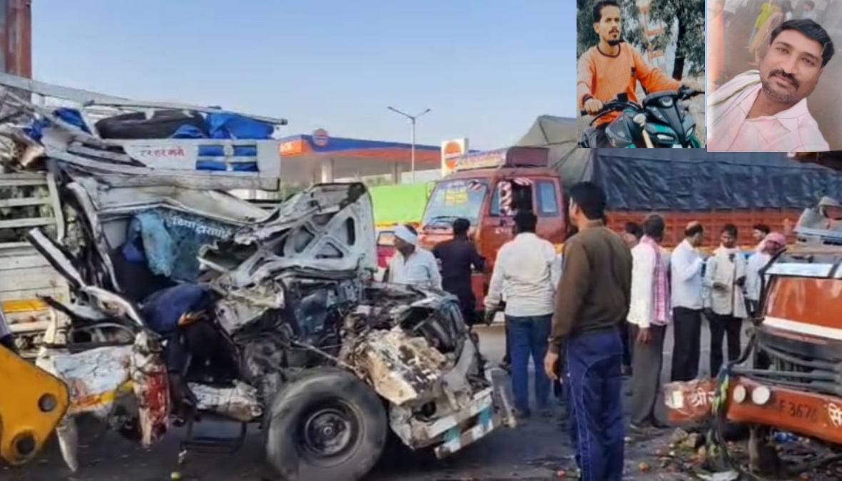 truck and pickup collision in khargone two drivers dead