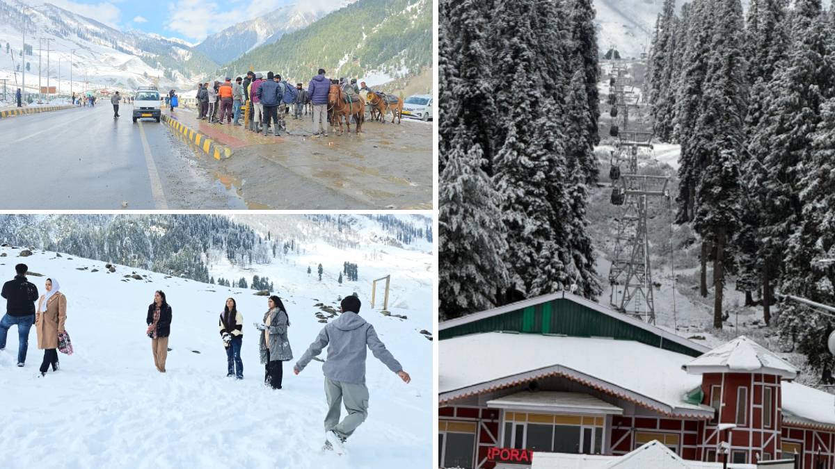 snowfall and rain in kashmir temperature dips gulmarg and pahalgam in minus