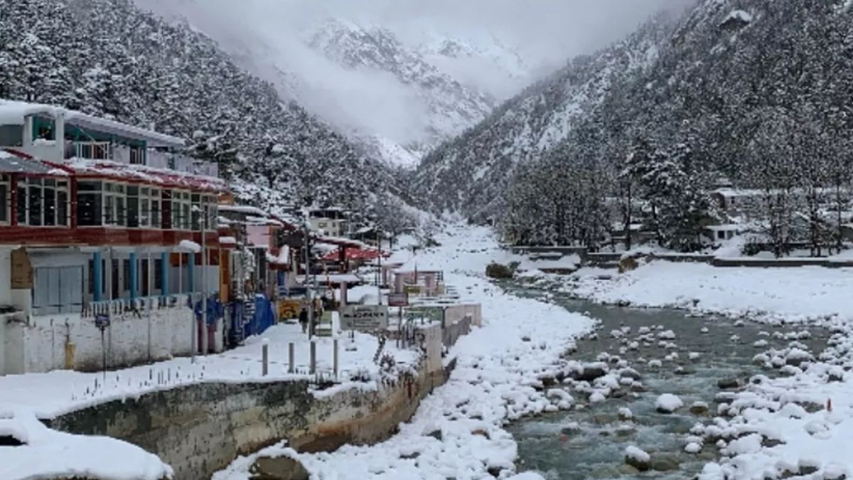 weather update snowfall occurred on the hills adjoining gangotri dham