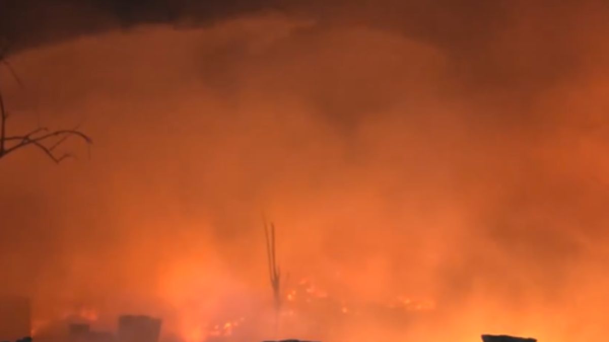 massive fire near delhis rithala metro station slums razed
