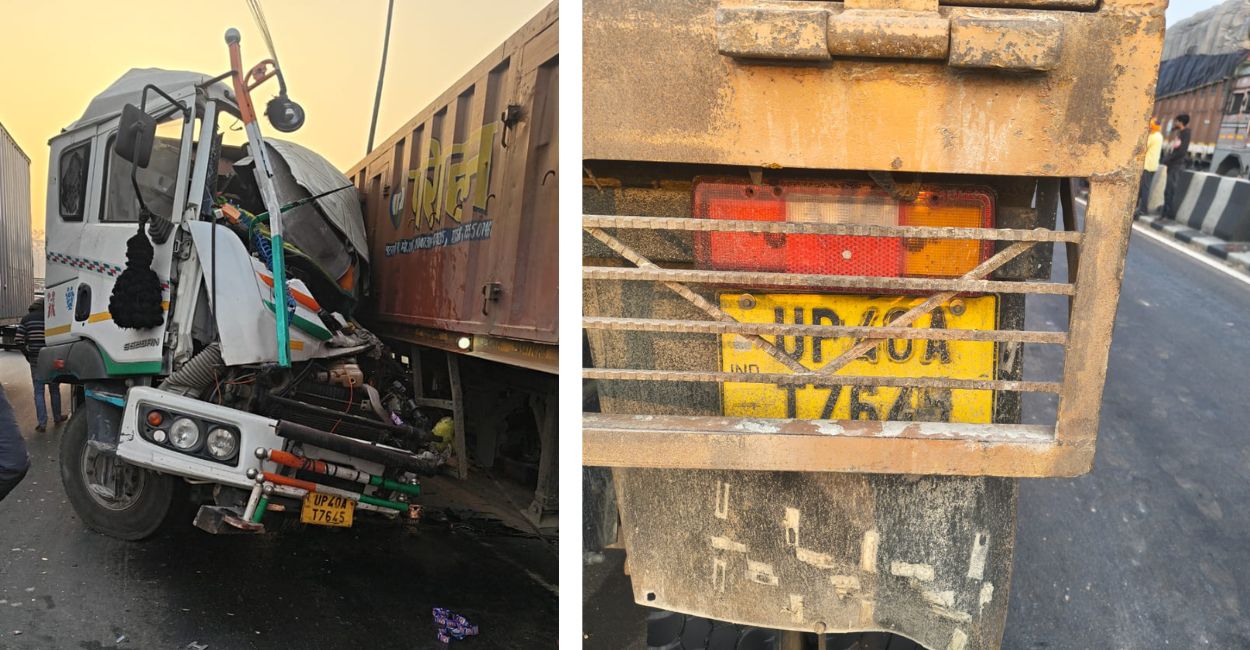major accident in panki kanpur two trucks collided two people died