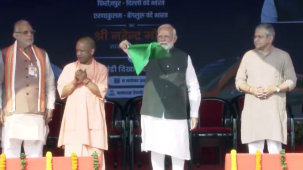 pm modi flags off four new vande bharat trains from banaras