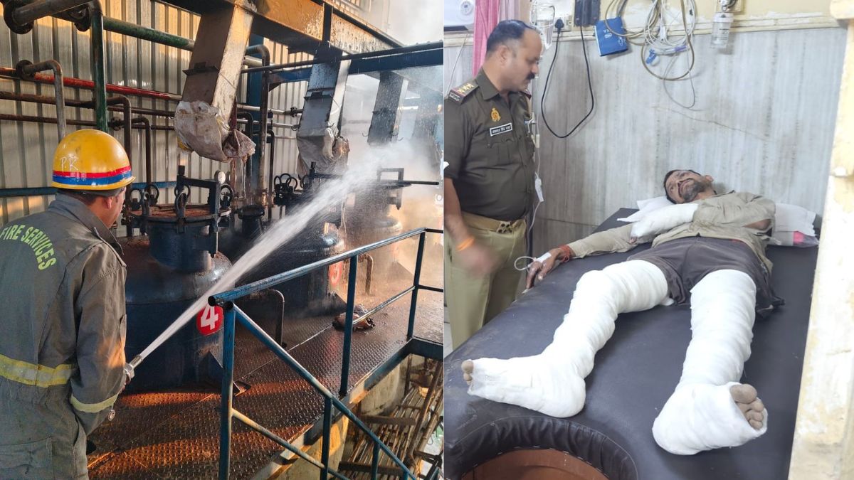 oil factory fire in modinagar two workers injured