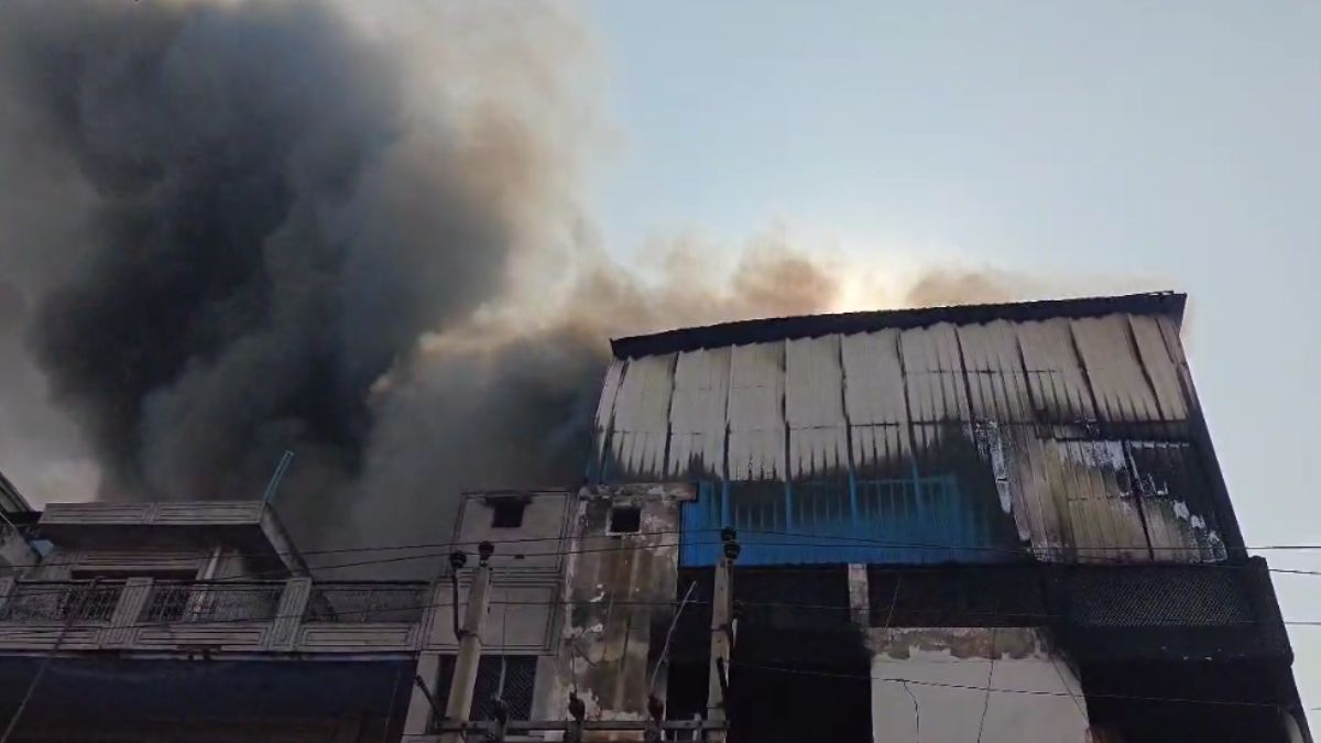 massive fire at cable factory in narela delhi